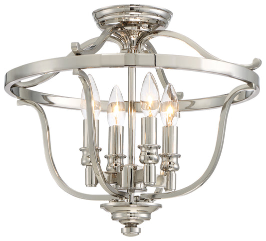 Audrey's Point Four Light Semi Flush Mount in Polished Nickel