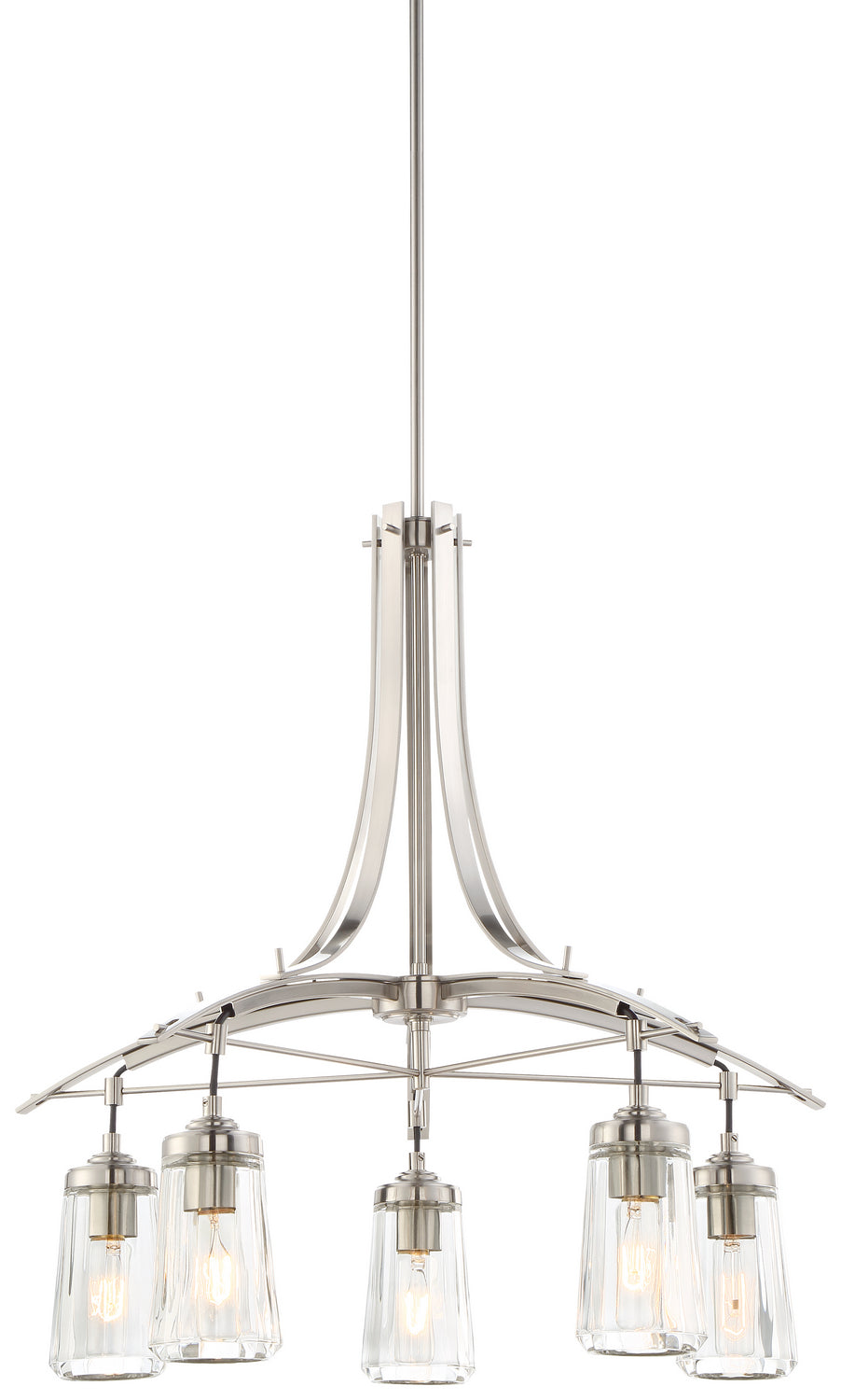 Poleis Five Light Chandelier in Brushed Nickel