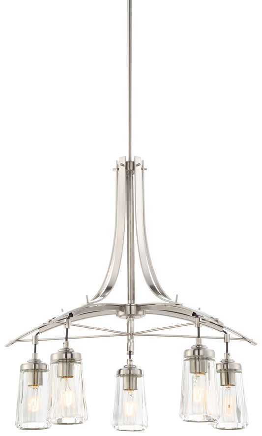 Poleis Five Light Chandelier in Brushed Nickel