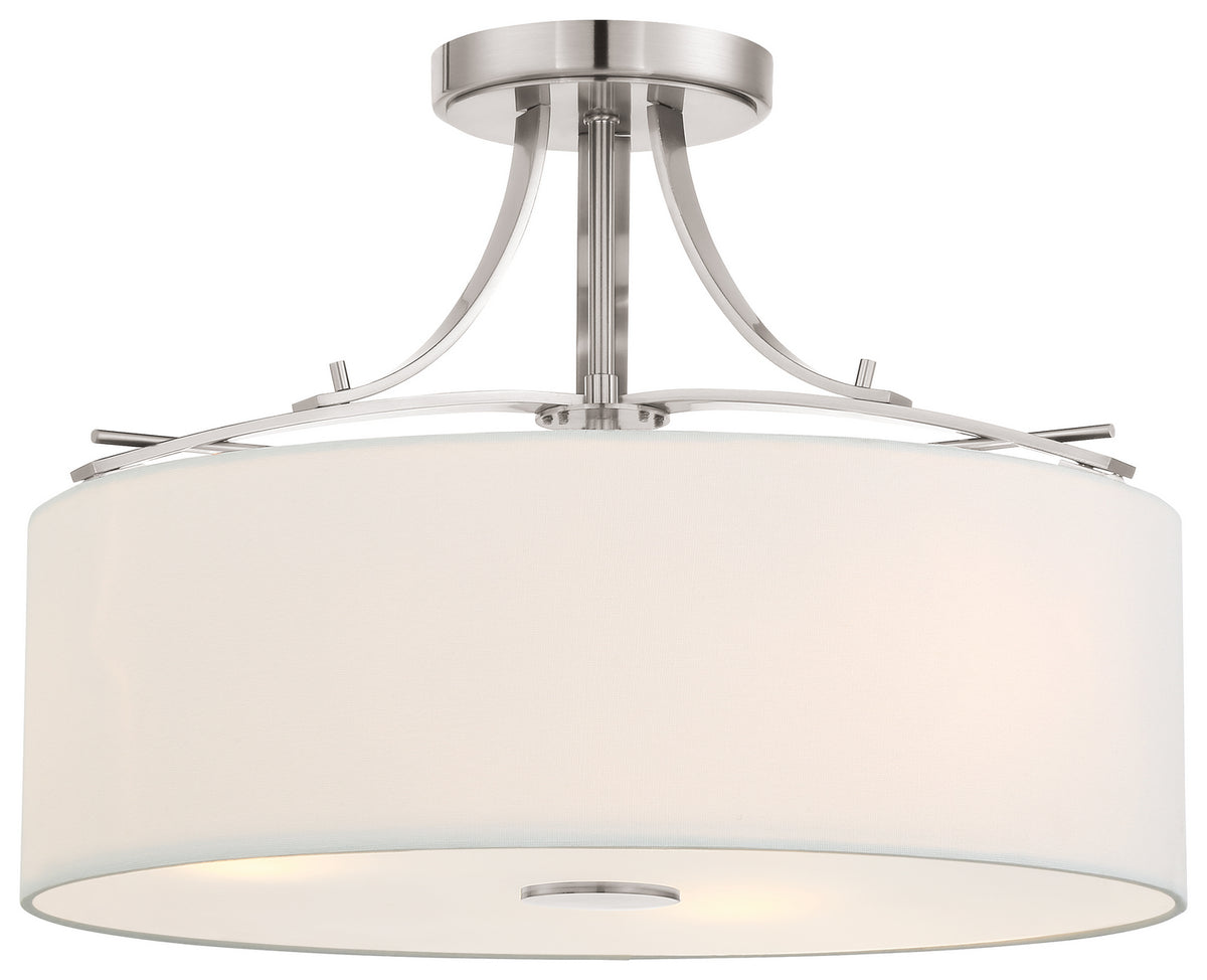 Poleis Three Light Semi Flush Mount in Brushed Nickel