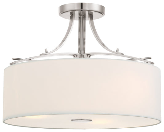Poleis Three Light Semi Flush Mount in Brushed Nickel