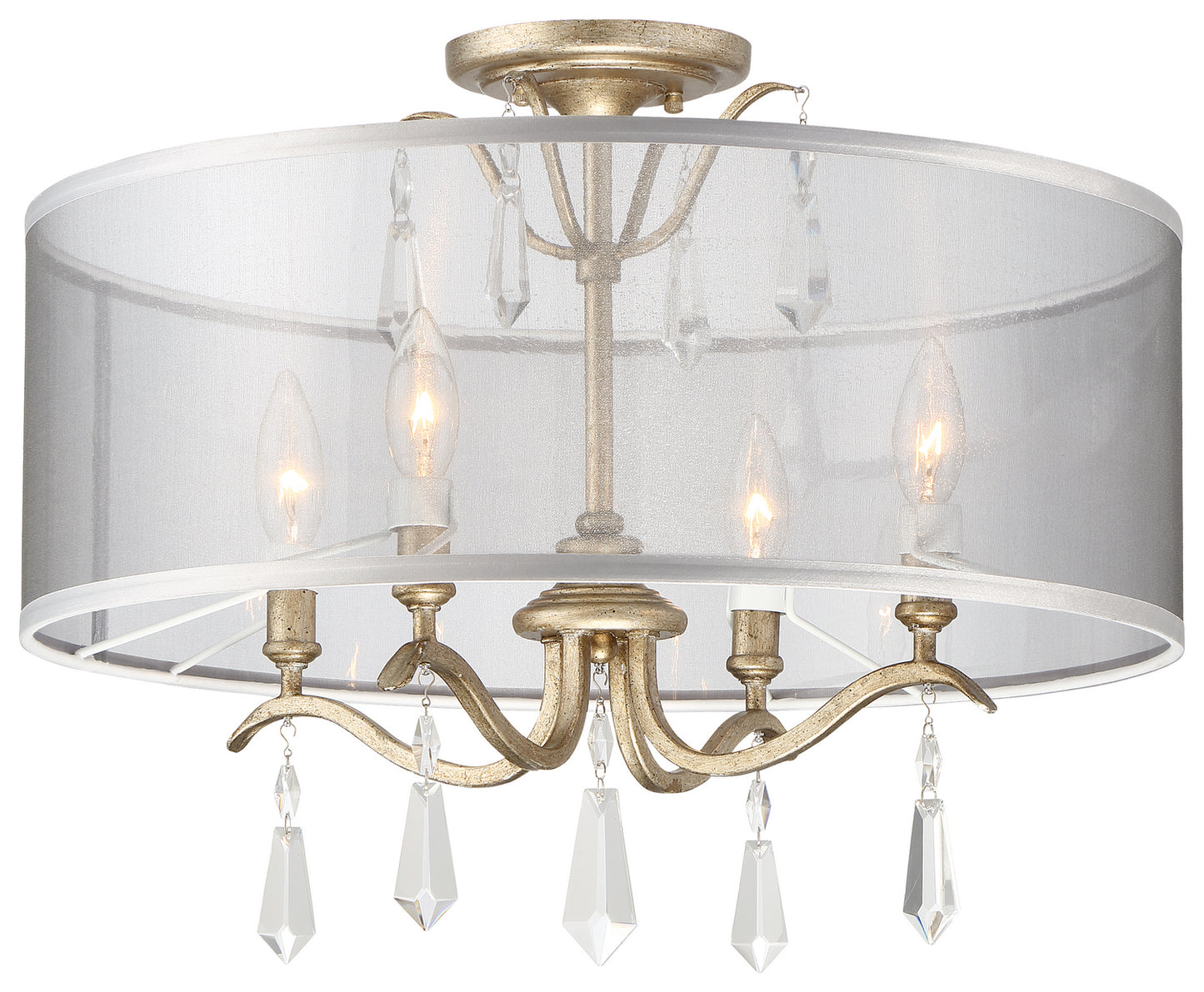Laurel Estate Four Light Semi Flush Mount in Brio Gold
