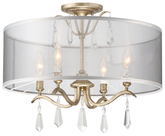 Laurel Estate Four Light Semi Flush Mount in Brio Gold