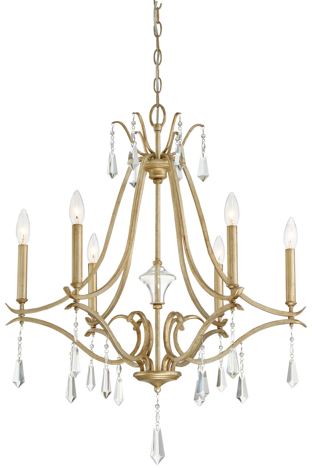 Laurel Estate Six Light Chandelier in Brio Gold