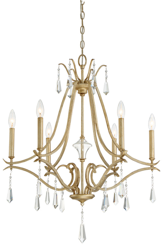 Laurel Estate Six Light Chandelier in Brio Gold