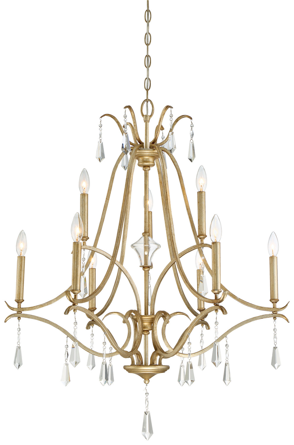 Laurel Estate Nine Light Chandelier in Brio Gold