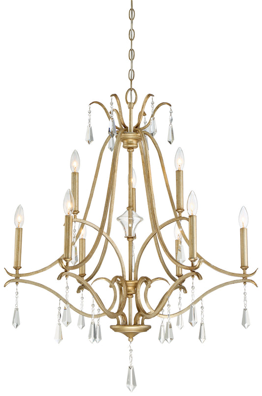 Laurel Estate Nine Light Chandelier in Brio Gold