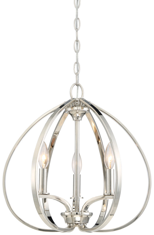 Tilbury Three Light Pendant in Polished Nickel