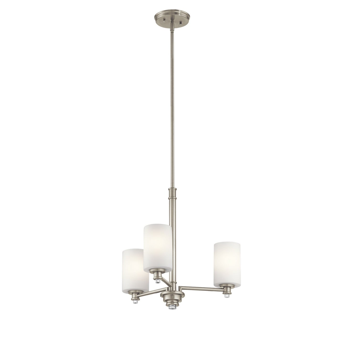 Joelson Three Light Mini Chandelier in Brushed Nickel