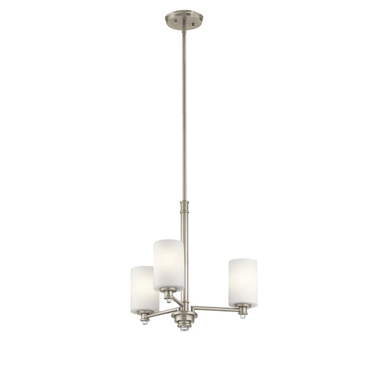 Joelson Three Light Mini Chandelier in Brushed Nickel