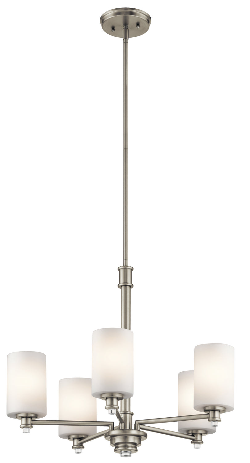 Joelson Five Light Chandelier in Brushed Nickel