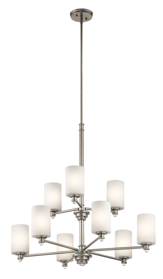 Joelson Nine Light Chandelier in Brushed Nickel