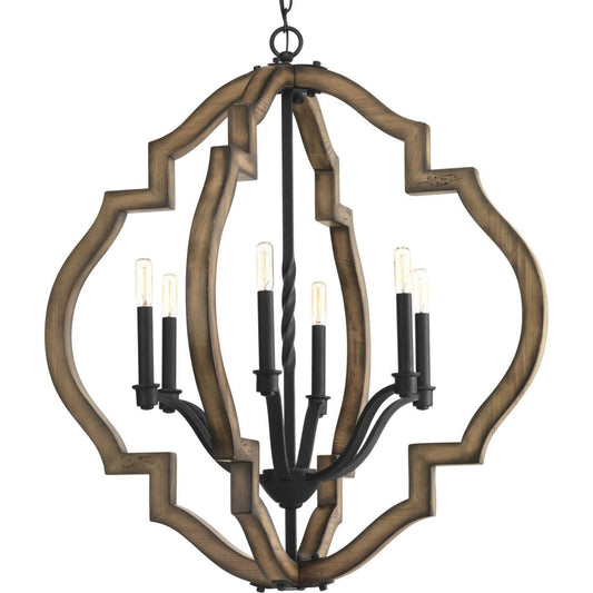 Spicewood Six Light Chandelier in Gilded Iron
