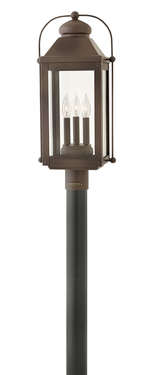 Anchorage LED Post Top or Pier Mount Lantern in Light Oiled Bronze