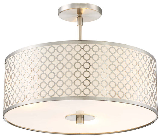 Dots Three Light Semi Flush Mount in Brushed Nickel