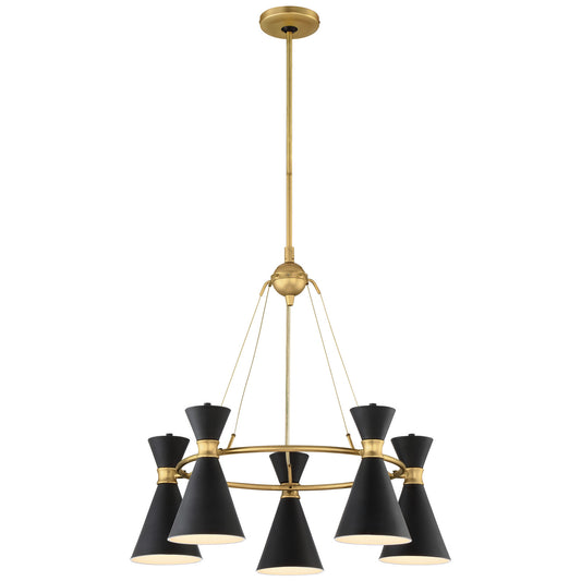 Conic Five Light Chandelier in Honey Gold