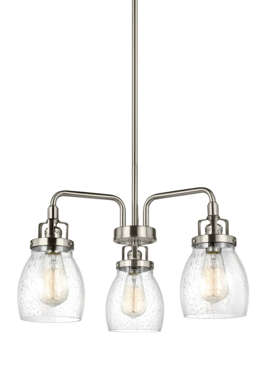 Belton Three Light Chandelier in Brushed Nickel
