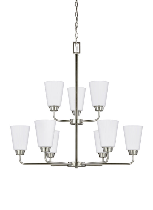 Kerrville Nine Light Chandelier in Brushed Nickel