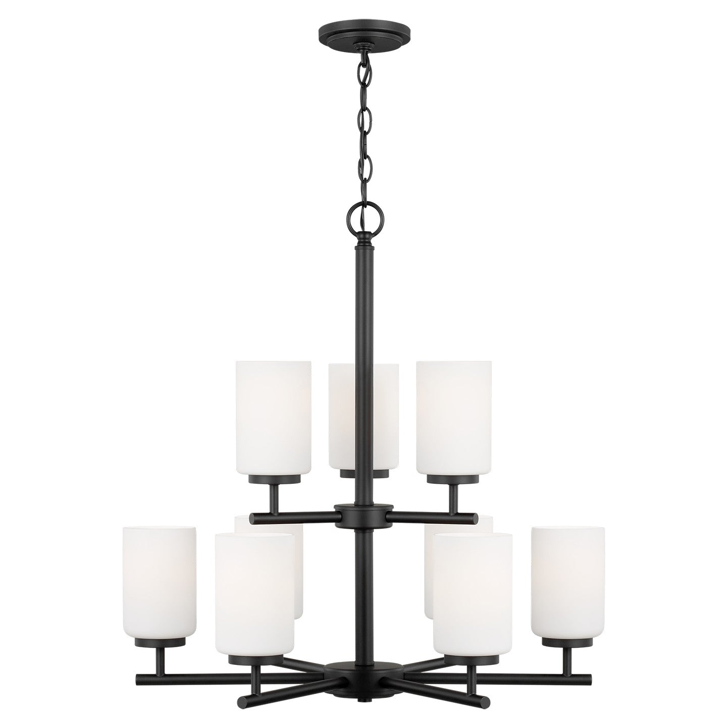 Oslo Nine Light Chandelier in Midnight Black
