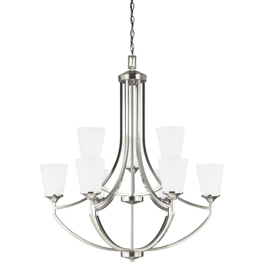 Hanford Nine Light Chandelier in Brushed Nickel