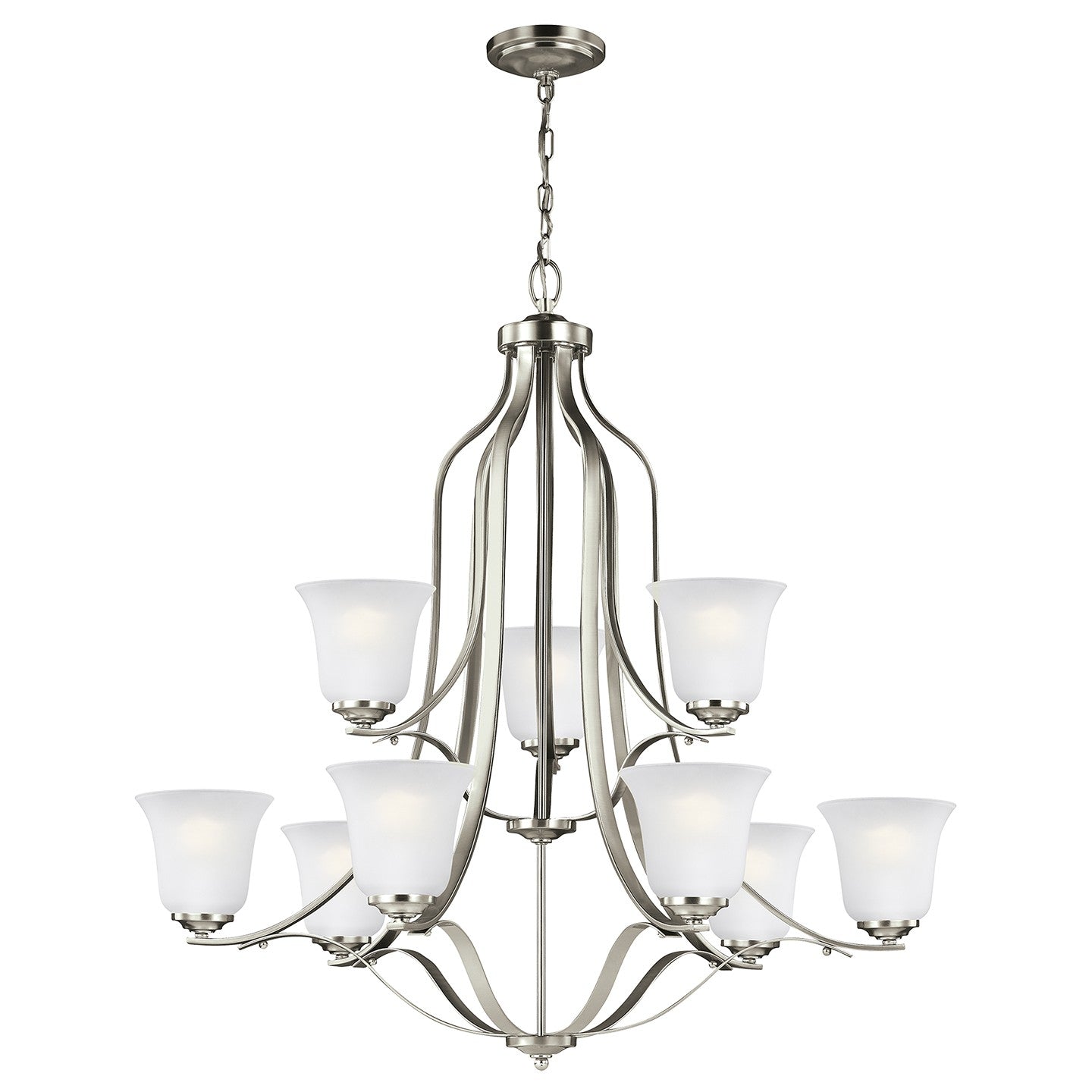 Emmons Nine Light Chandelier in Brushed Nickel