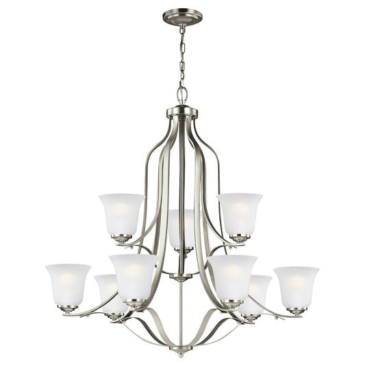 Emmons Nine Light Chandelier in Brushed Nickel