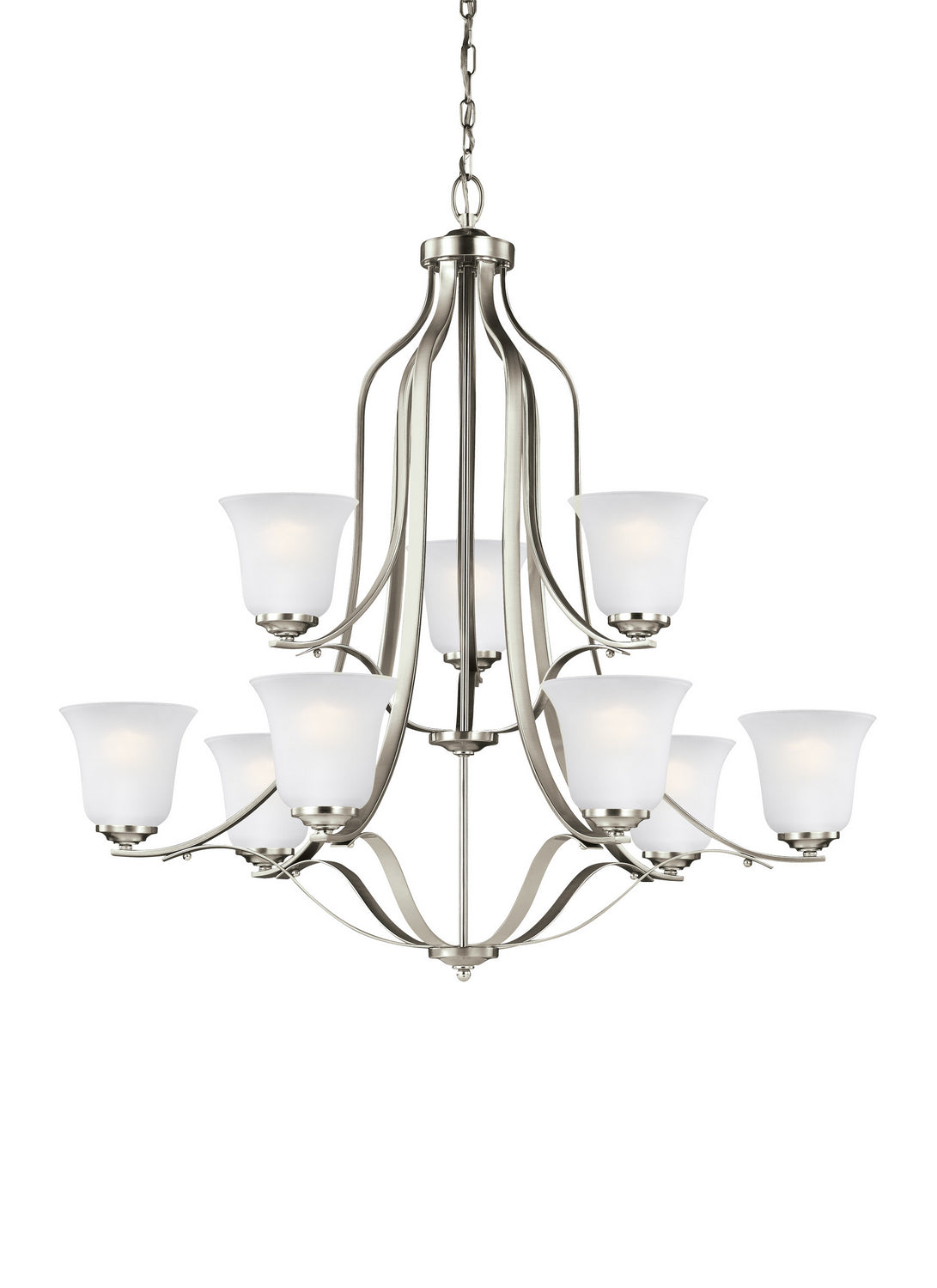 Emmons Nine Light Chandelier in Brushed Nickel