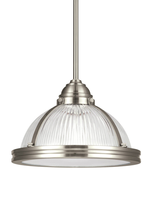 Generation Lighting - 65060EN3-962 - One Light Pendant - Pratt Street Prismatic - Brushed Nickel