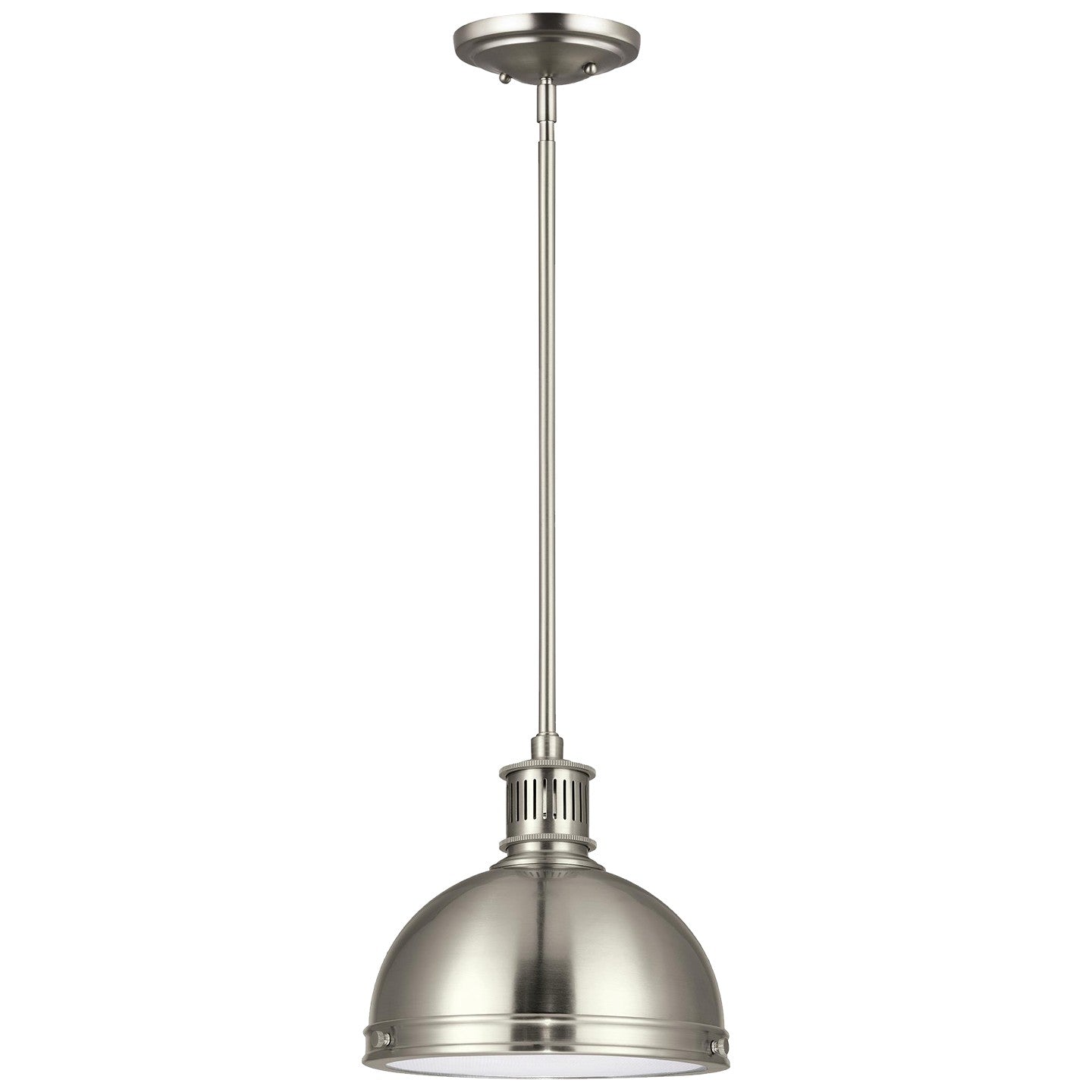 Pratt Street Metal One Light Pendant in Brushed Nickel
