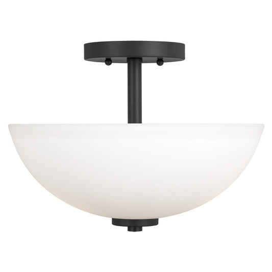Oslo Two Light Semi-Flush Convertible Pendant in Midnight Black