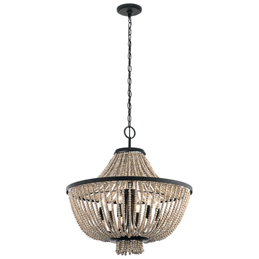 Brisbane Six Light Chandelier in Distressed Black