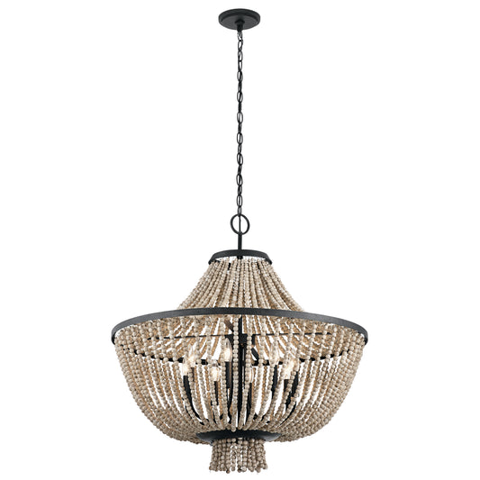 Brisbane Eight Light Chandelier in Distressed Black