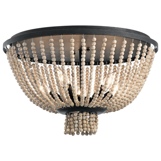 Brisbane Five Light Flush Mount in Distressed Black
