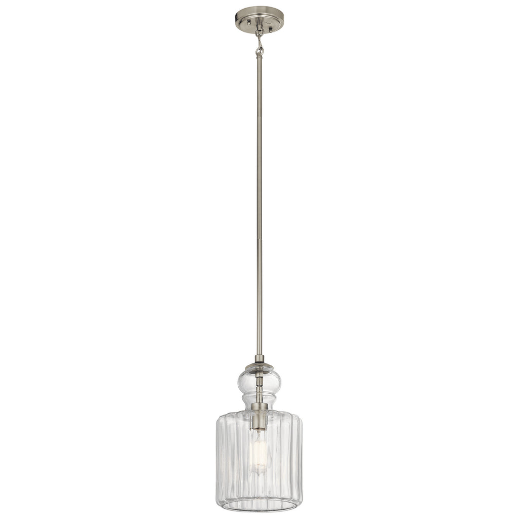 Riviera One Light Pendant in Brushed Nickel