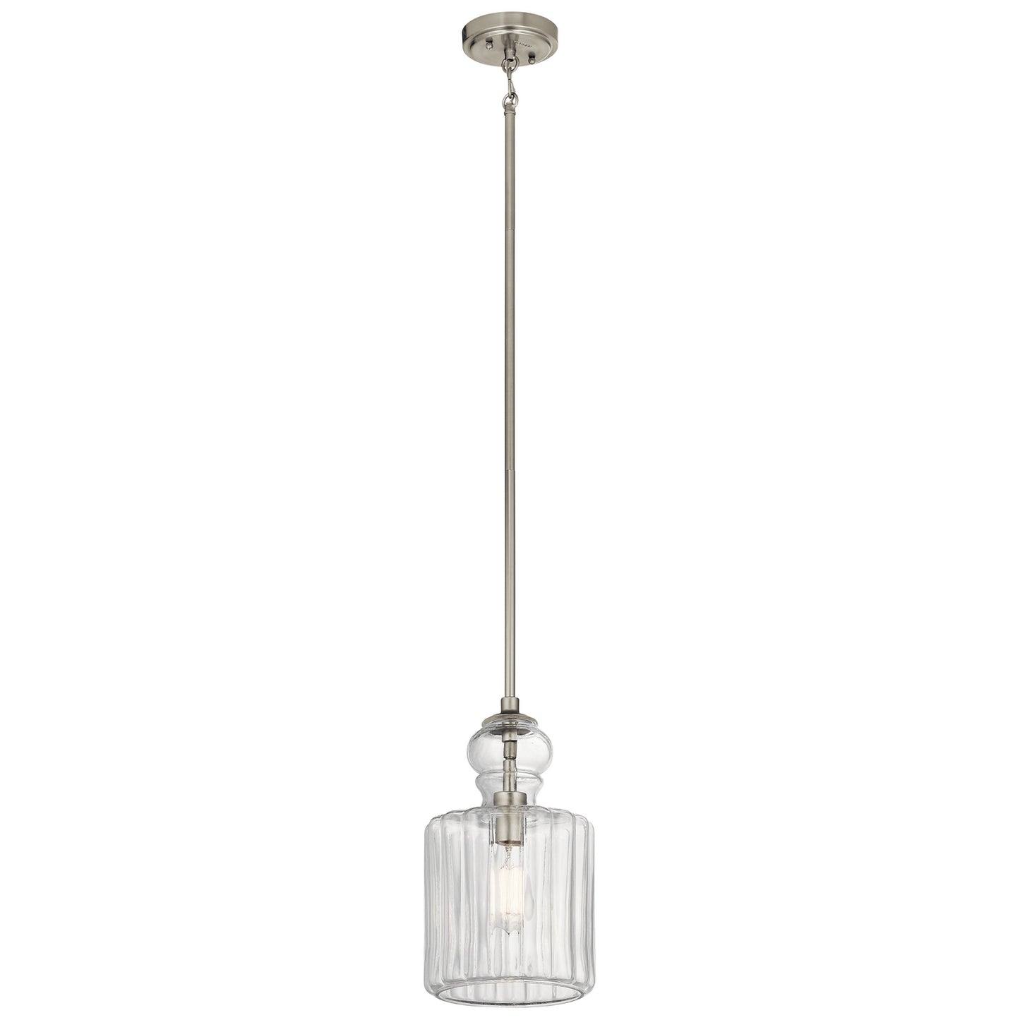 Riviera One Light Pendant in Brushed Nickel