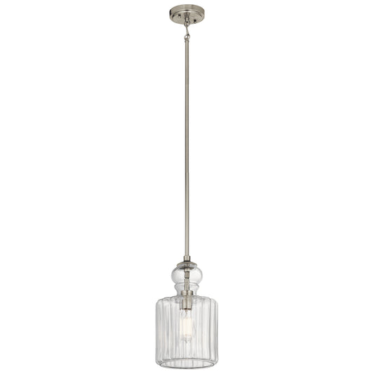 Riviera One Light Pendant in Brushed Nickel