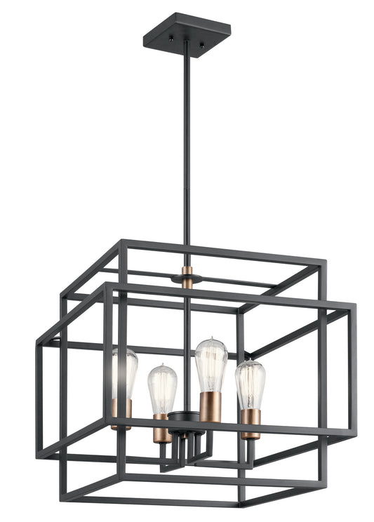 Taubert Four Light Pendant in Black