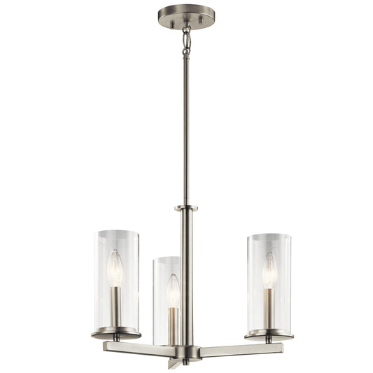 Crosby Three Light Chandelier/Semi Flush in Brushed Nickel