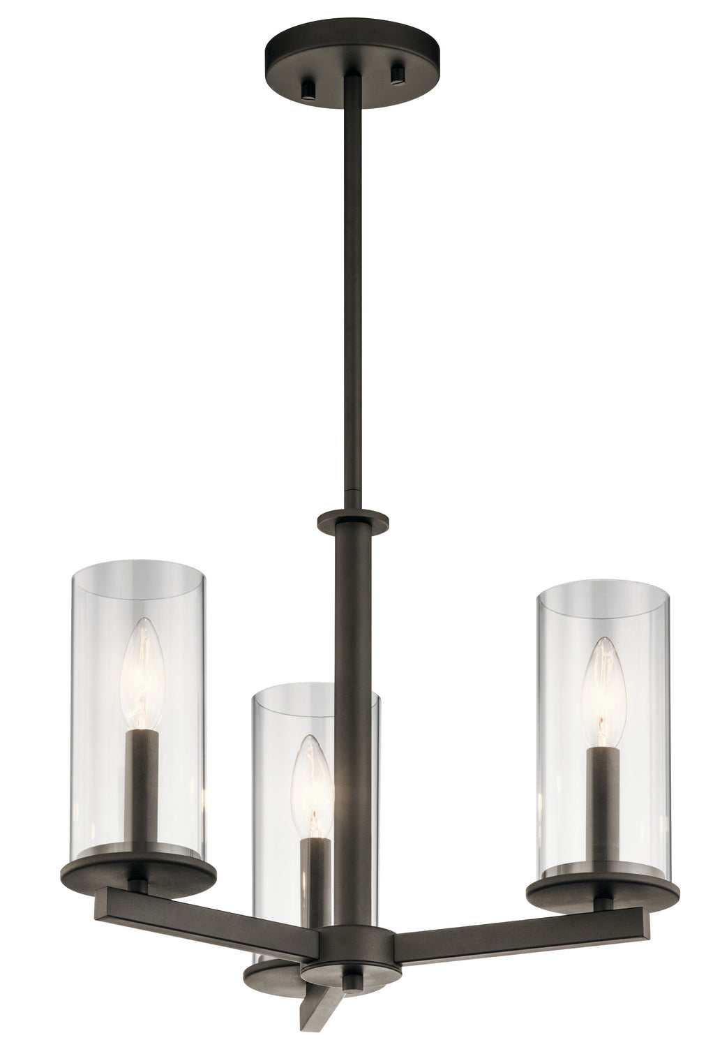 Crosby Three Light Chandelier/Semi Flush in Olde Bronze