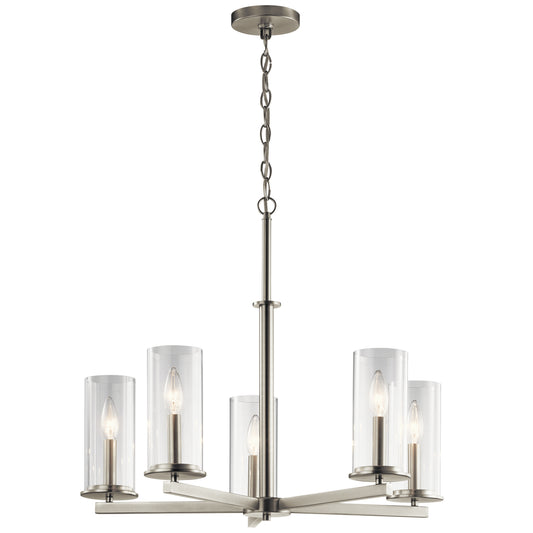 Crosby Five Light Chandelier in Brushed Nickel