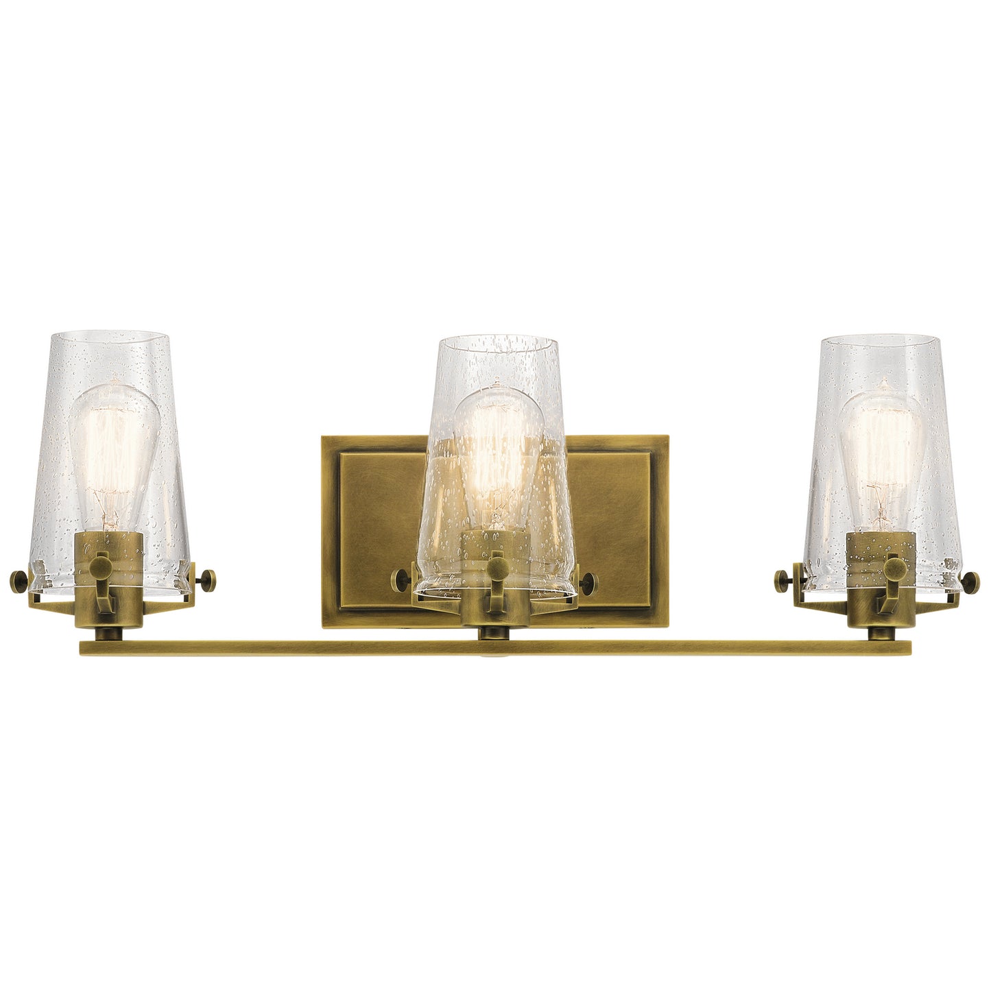 Alton Three Light Bath in Natural Brass