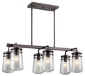 Lyndon Six Light Outdoor Linear Chandelier in Architectural Bronze