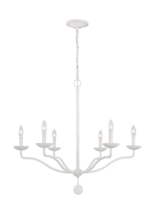 Annie Six Light Chandelier in Plaster White