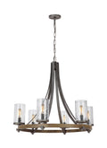 Angelo Six Light Chandelier in Distressed Weathered Oak / Slate Grey Metal