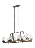 Angelo Eight Light Island Chandelier in Distressed Weathered Oak / Slate Grey Metal