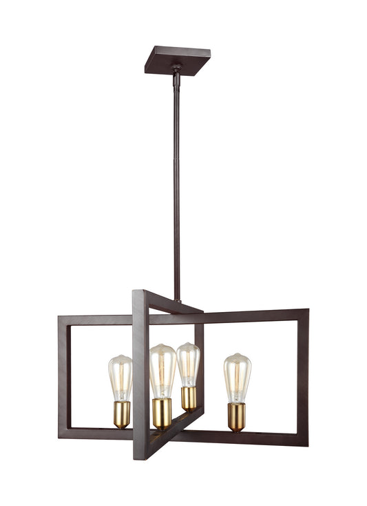 Finnegan Four Light Chandelier in New World Bronze