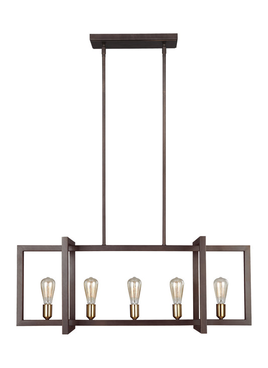 Finnegan Five Light Island Chandelier in New World Bronze