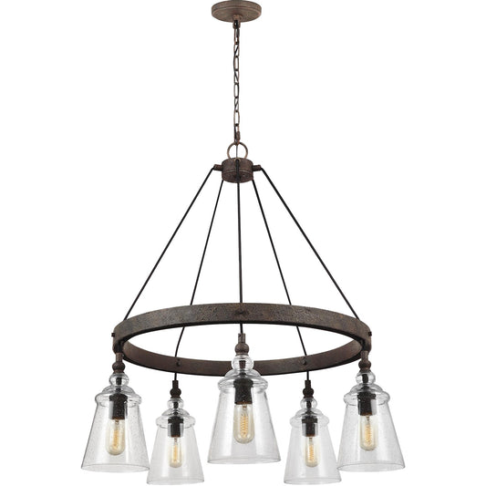 Loras Five Light Chandelier in Dark Weathered Iron