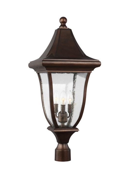 Oakmont Three Light Outdoor Post Lantern in Patina Bronze