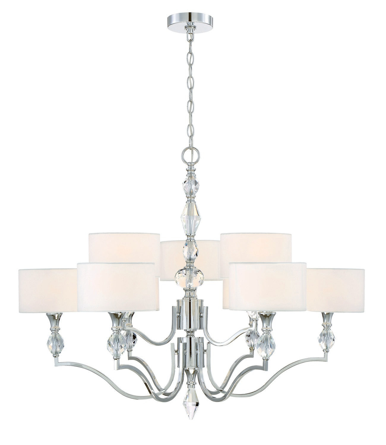 Evi Nine Light Chandelier in Chrome
